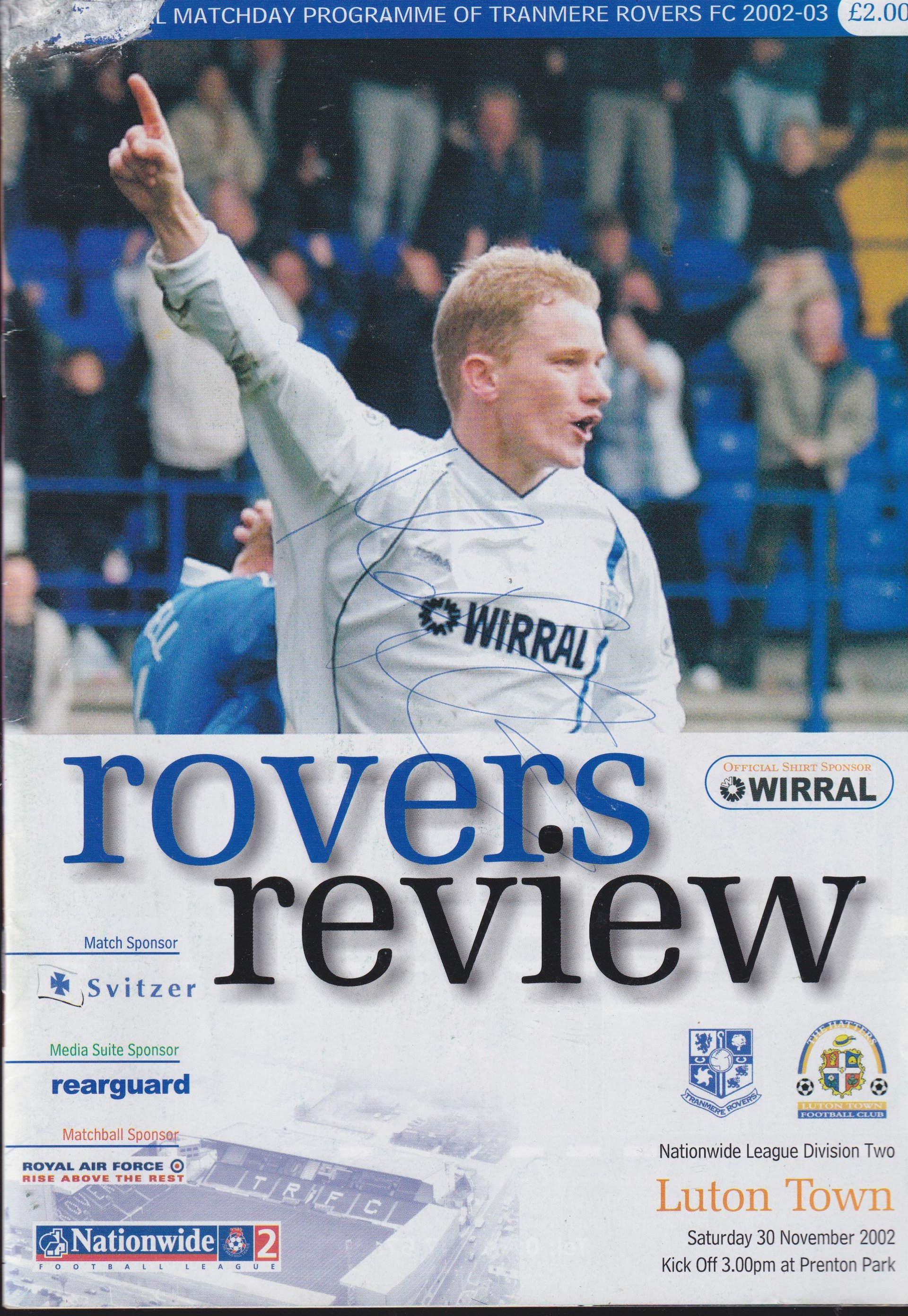 Tranmere Rovers v Luton Town match programme